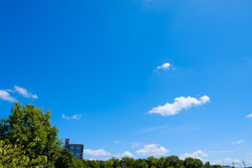 Obraz premium 【写真素材】 青空 空 雲 夏の空 背景 背景素材 9月 コピースペース 