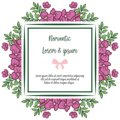 Vintage purple floral frame, for greeting card romantic. Vector