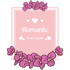 Template for card romantic, with natural purple flower frame background. Vector