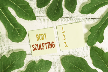 Text sign showing Body Sculpting. Business photo showcasing activity of increasing the body s is visible muscle tone