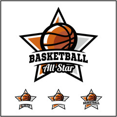 Basketball ball all star badge logo vector