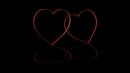 3d rendering of 3d heart shape isolated with black