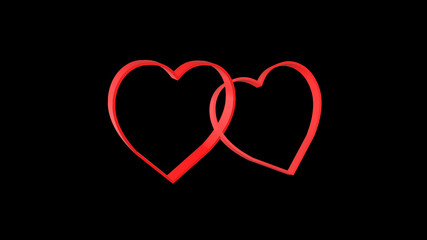 3d rendering of 3d heart shape isolated with black