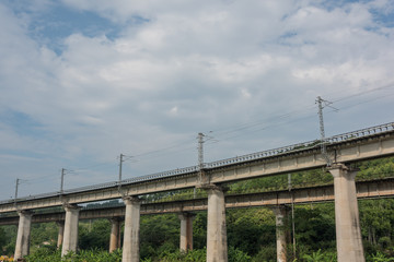 2 railway concrete electrified viaducts in the wild
