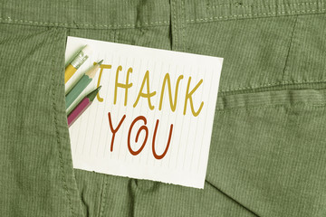 Word writing text Thank You. Business photo showcasing a polite expression used when acknowledging...