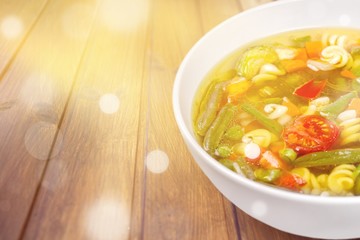 Vegetable soup isolated on a white background