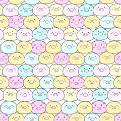 Cute pig seamless pattern background. Vector illustration.