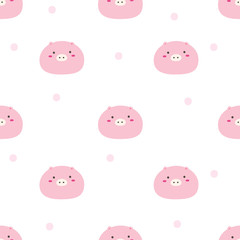 Cute pig seamless pattern background. Vector illustration.