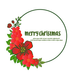 Greeting card of merry christmas background, with shape circle of red wreath frame. Vector