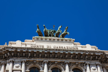 Detail of the Palace of Justice the seat of the Supreme Court of Cassation and the Judicial Public...