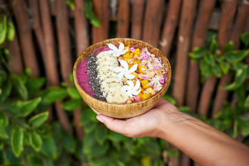 Tropical Breakfast Fruit Smoothie Bowl