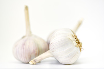 Garlic Isolated - Close up raw garlic on white background