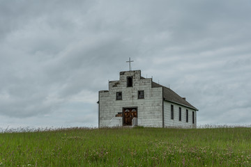 Fototapeta premium Old abandoned rural church in rural Alberta