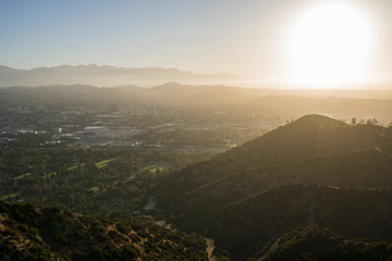 Sunrise view of Glendale and the San Fernando Valley in Los Angeles, California.  Shot from Griffith Park looking east towards the San Gabriel Mountains. © trekandphoto