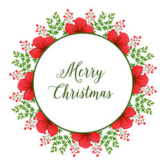 Template of various card merry christmas, with bright red flower frame elegant. Vector