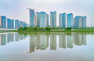 Construction of Fudi Financial Island in Chengdu, Sichuan Province, China