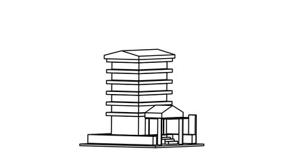 line art of a building 