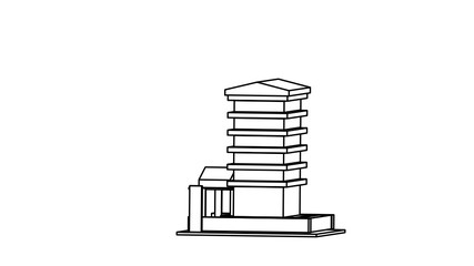 line art of a building 