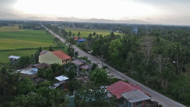 Sweeping view of Abulug Barangay hall onto the national road in Cagayan Valley Northern Philippines Luzon province