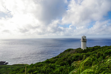 Fototapeta na wymiar 八丈島の最北端にある大越鼻灯台
