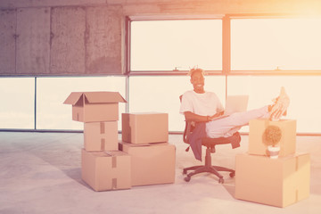 young black casual businessman on construction site