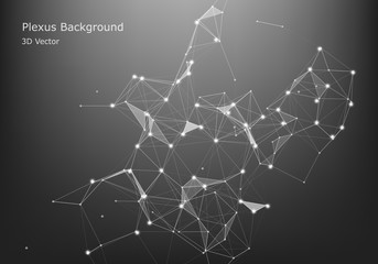 Abstract Internet connection and technology graphic design. computer geometric digital connection structure. Futuristic black abstract grid. Plexus with particles.