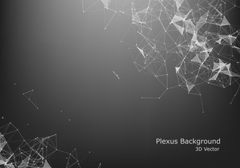 Abstract Internet connection and technology graphic design.  computer geometric digital connection structure. Futuristic black abstract grid. Plexus with particles.