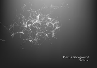Abstract Internet connection and technology graphic design.  computer geometric digital connection structure. Futuristic black abstract grid. Plexus with particles.
