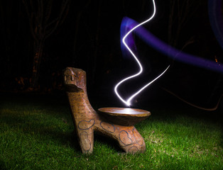 lightning on a wooden jaguar