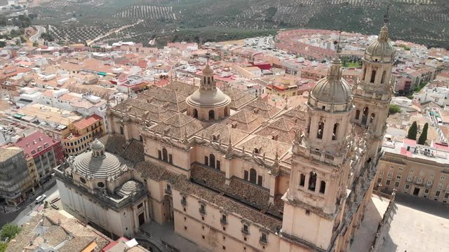 Spain Jaen Cathedral, Catedral de Jaen, flying shoots of this old church with a drone at 4k 24fps using a ND filter
also it can be seen the old town of Jaen