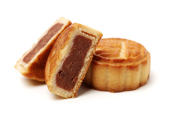 Mid-Autumn Festival moon cake on white background