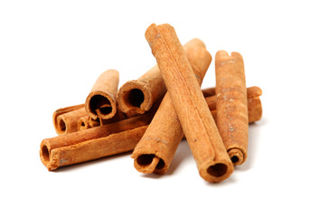 Cinnamon on a white background
