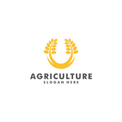 wheat farm logo design, Agriculture icon symbol vector illustration