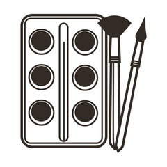 Paint and paintbrushes isolated icon, art class, school education