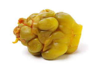 hot pickled mustard tuber on white background 