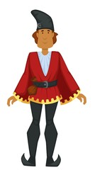 Gothic fashion clothes design, man in vintage clothing and cone hat