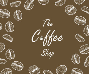  Coffee beans background by Hand drawn with line-art.