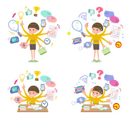 flat type Yellow clothes Bob hair boy_mulch task