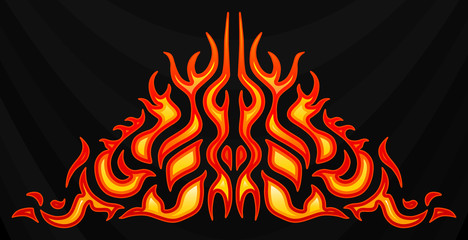 Blazing fire decals for the hood of the car. Hot Rod Racing Flames. Vinyl ready tribal flames. Vehicle and motorbike stickers, with burning effect. Vector. 