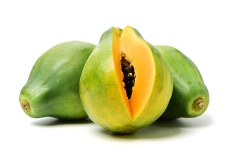 Papaya fruit isolated on a white background