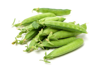 Fresh peas isolated on white background 