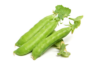 Fresh peas isolated on white background 