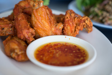 Fried chicken in a Thai restaurant