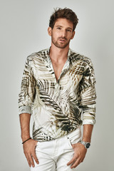Fototapeta premium Handsome man in summer shirt