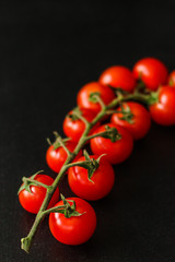 tomato Cherry and other ingredients for tomato sauce, menu concept. food background. copy space