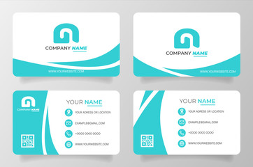 Business card template tosca white. Modern vector design