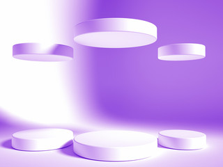 Elegant, beautiful abstract background with elements, studio, pedestal, minimalism. 3d illustration, 3d rendering.