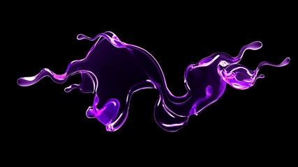 Splash fluid. 3d illustration, 3d rendering.