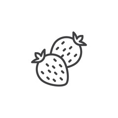 Two strawberries line icon. linear style sign for mobile concept and web design. Strawberry fruit outline vector icon. Symbol, logo illustration. Vector graphics