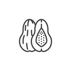 Melon fruit line icon. linear style sign for mobile concept and web design. Melon whole and slice outline vector icon. Symbol, logo illustration. Vector graphics